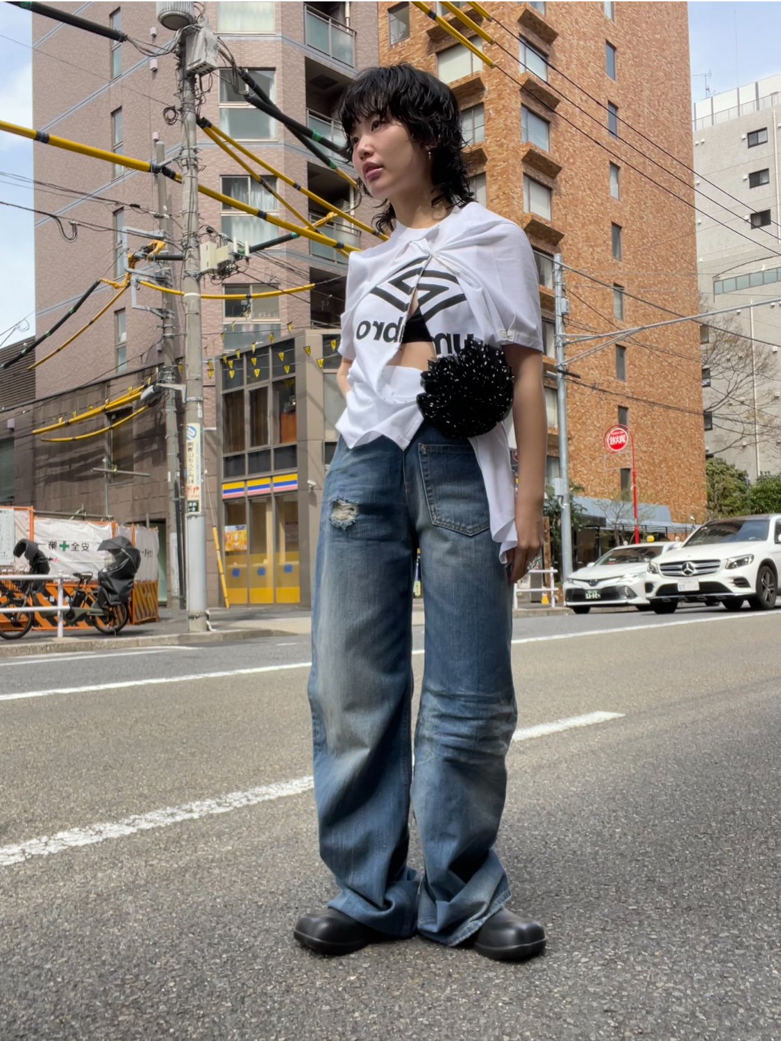 25ss 新品 国内正規品 MM6 Maison Margiela デニム 29 MM6 Maison Margiela Wide Leg Layered Jeans