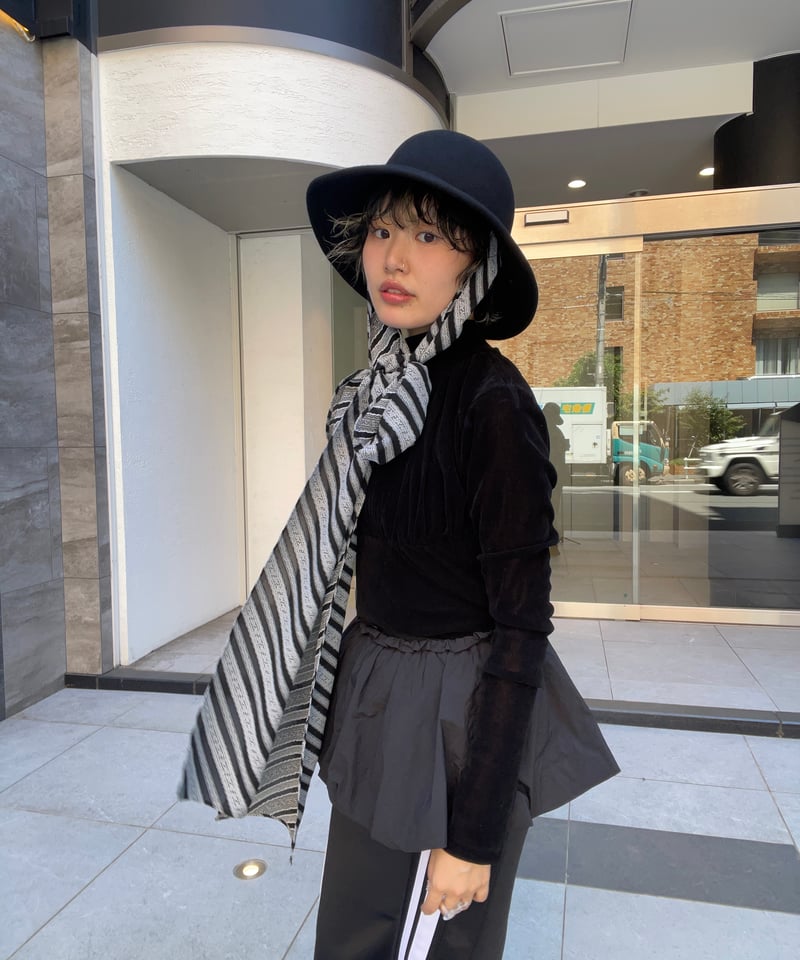 FETICO / HATS WITH LACE JAQUARD STRIPE SCARVES