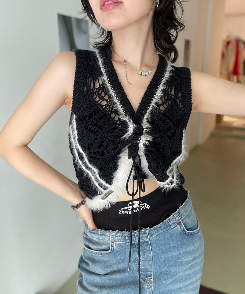 Andersson Bell / western lace-up knit vest | JU
