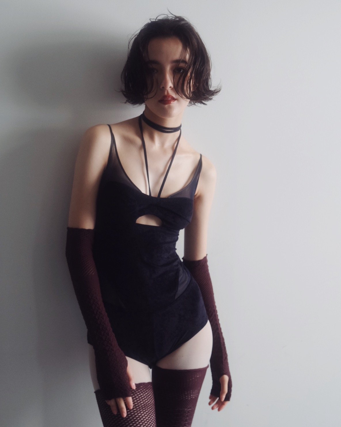 fetico ボディスーツ FETICO × JURK / SHEER PANEL VELVET BODYSUIT | J