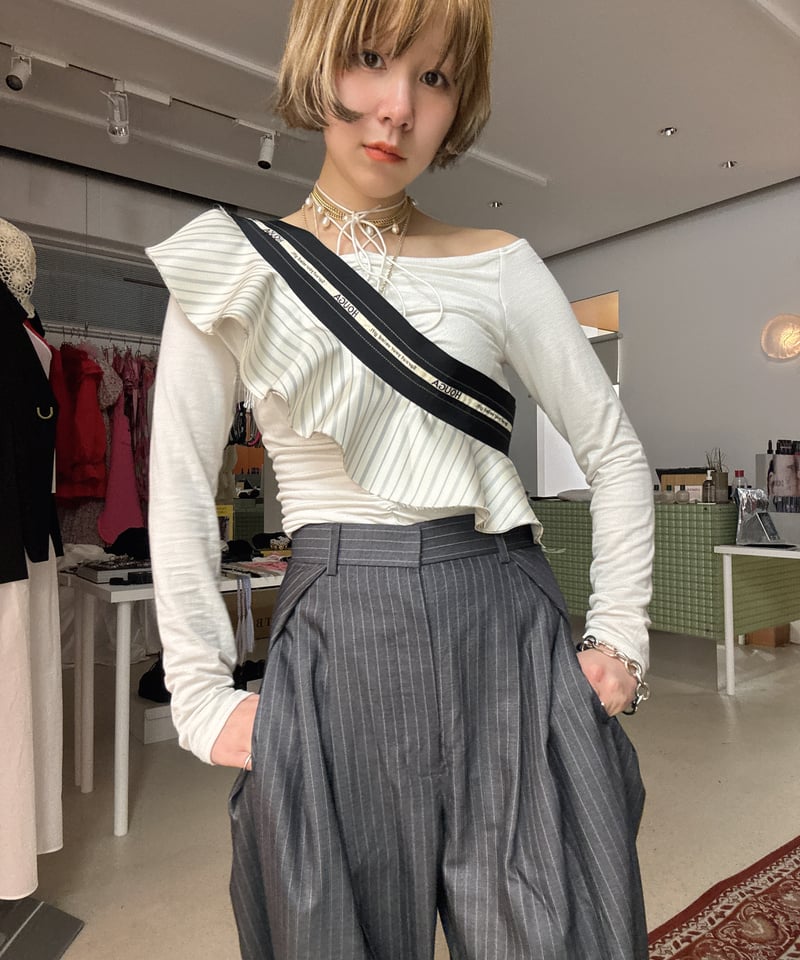 HOUGA suzy frill belt ベージュ　ホウガ　ベルト HOUGA frill belt・BLACK - tity