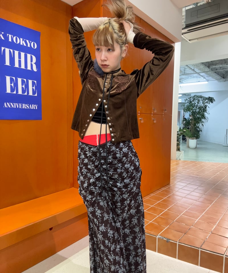 fetico ROSE VELVET TULLE GATHERED SKIRT