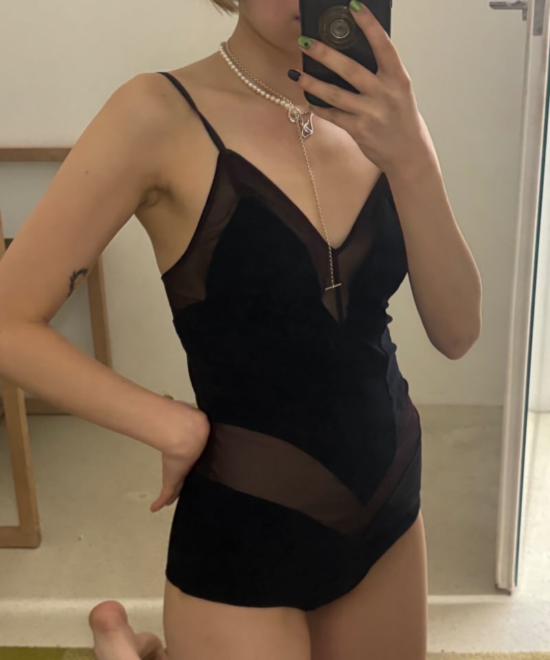 下着・アンダーウェア FETICO MESH COMBINED VELOUR BODYSUIT FETICO / VELVET & MESH COMBINED BODYSUIT – carol ONLINE STORE