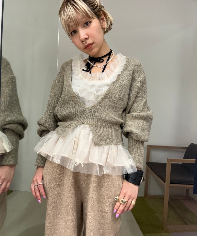 little $uzie / Baby Alpaca Mix Deep V Neck PO |