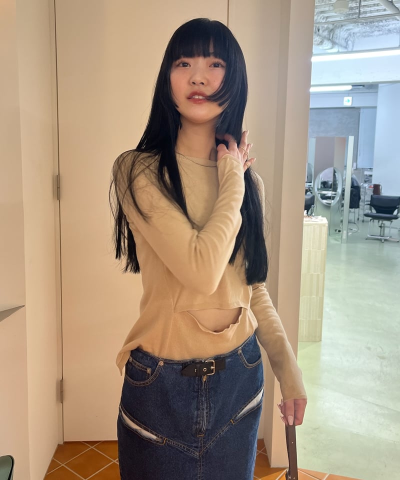 Little $uzie / Cotton Cashmere Slash Waist Kni