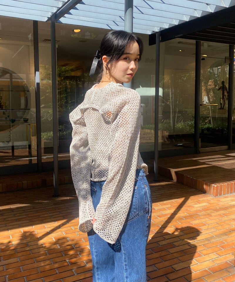 little suzie メッシュ　ニットボレロ　新品未使用 little $uzie / cotton gima mesh knit bolero | J