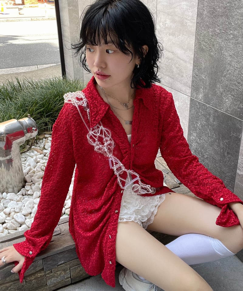 murral ストレッチレーストップス MURRAL / Stretch lace shirt (Red 