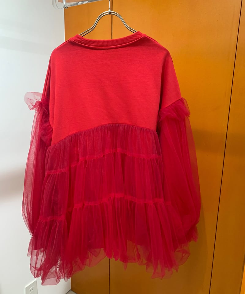 VIVIANO / Ruffle Trimmed Tulle sweat shirt | ju...