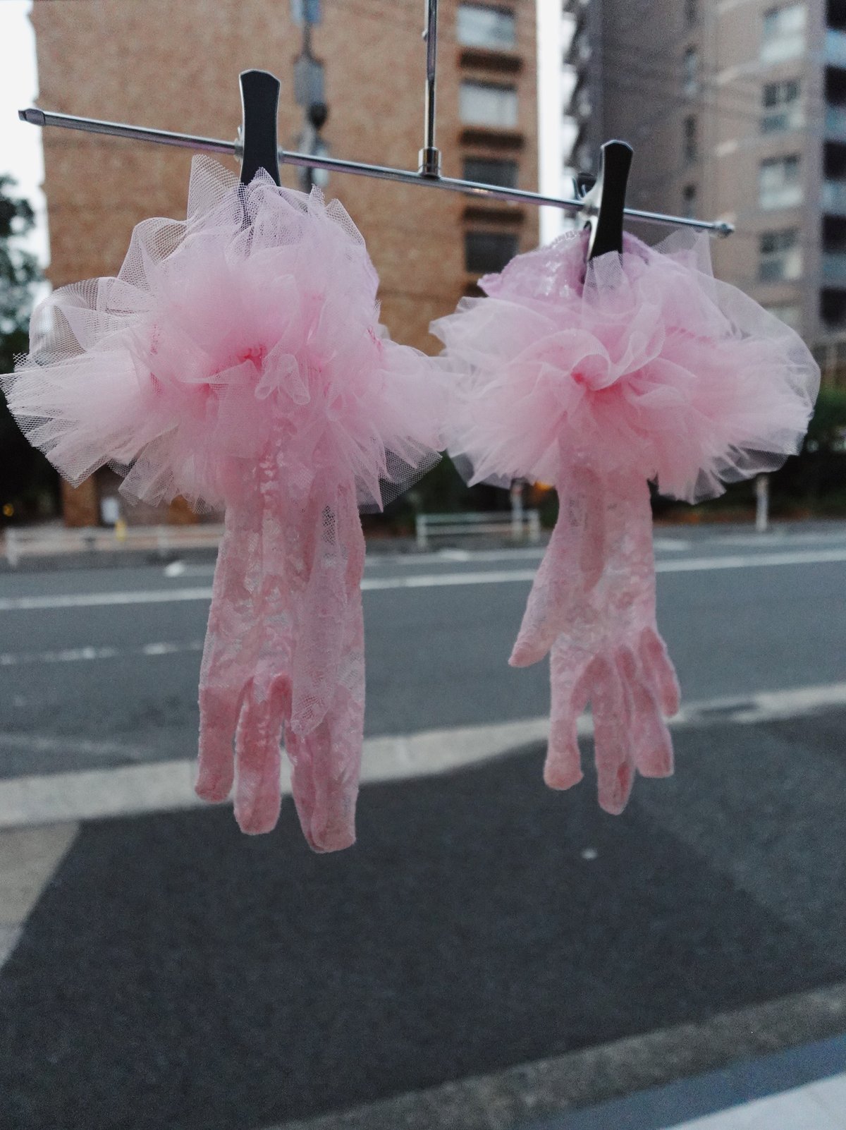 VIVIANO × JURK / Tulle & Lace Gloves(pink) | JU