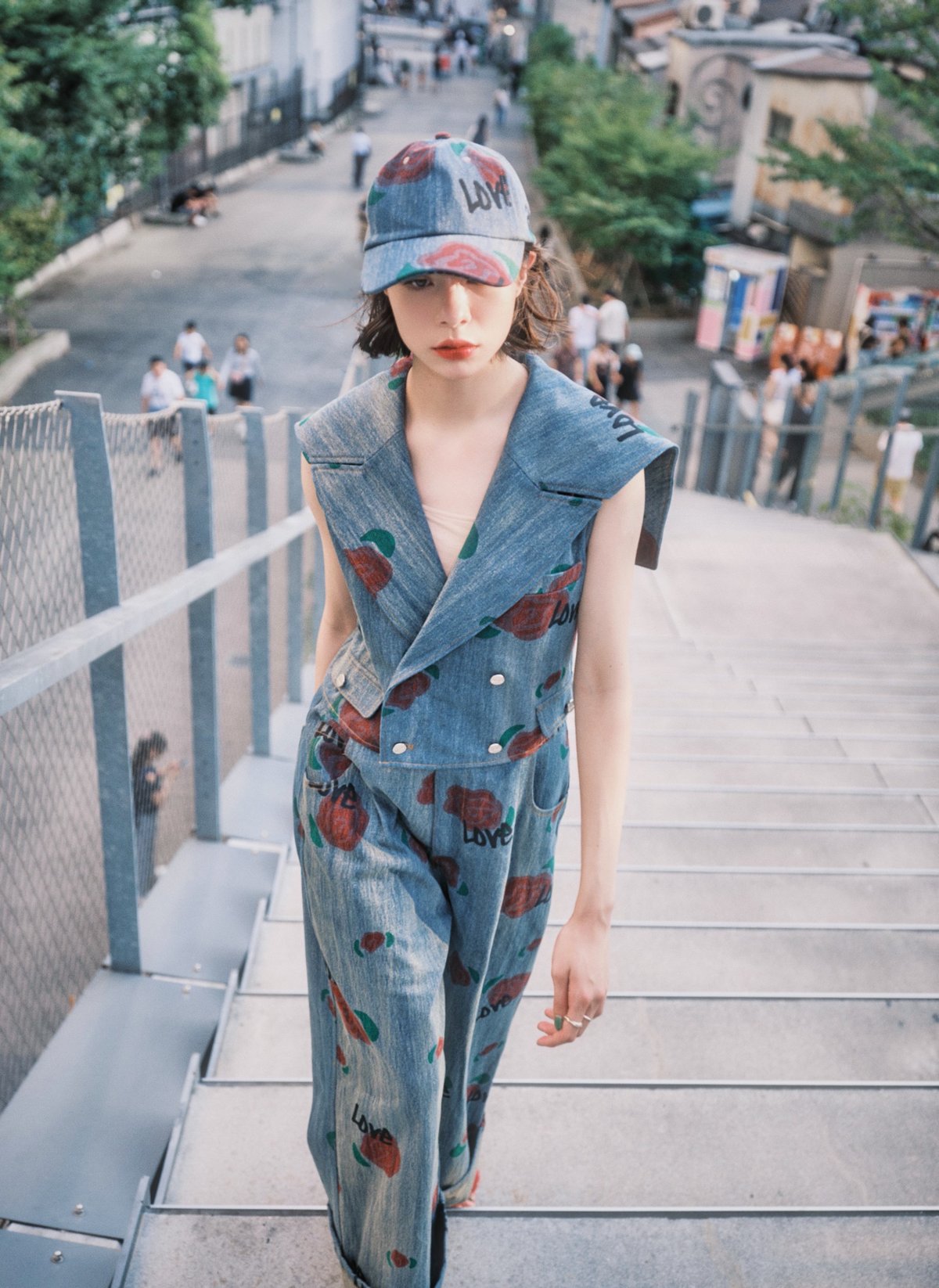 VIVIANO×JURK / rose print denim jumpsuit | JURK