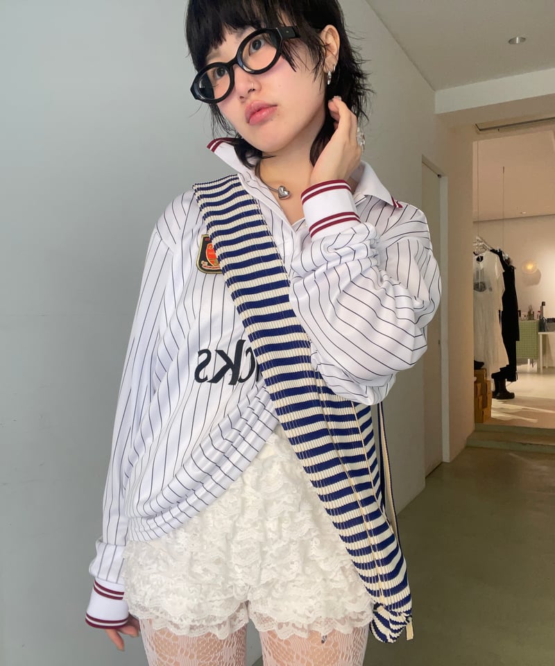 トップス Basicks OVERSIZED STRIPE FOOTBALL SHIRT BASICKS - 【25SS】オーバーサイズ ストライプ フットボール