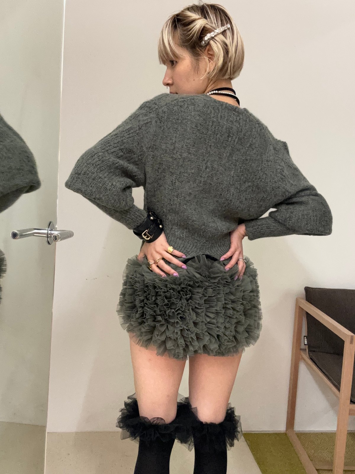 little $uzie / Baby Alpaca Mix Deep V Neck PO |