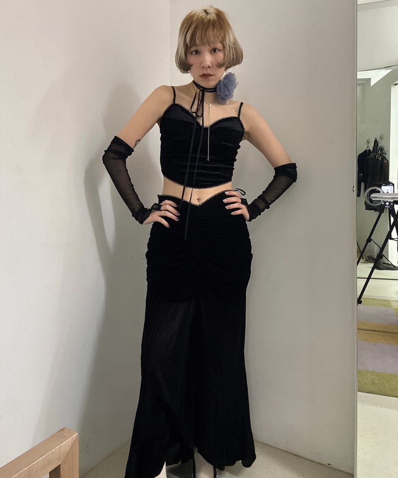 FETICO　VELVET TULLE GATHERED SKIRT VELVET TULLE GATHERED SKIRT – FETICO Official Online Shop