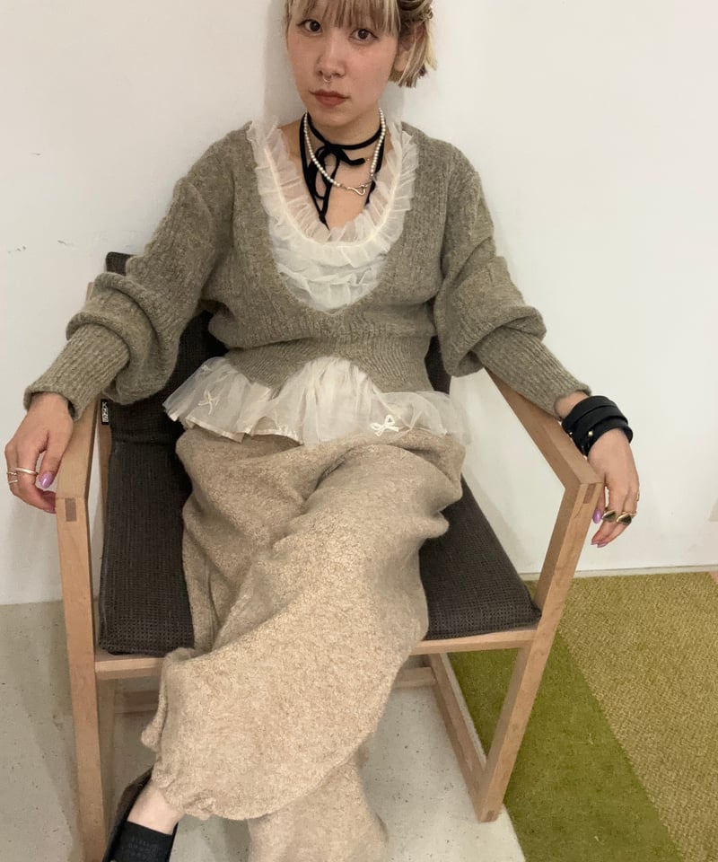 little $uzie / Baby Alpaca Mix Deep V Neck PO |