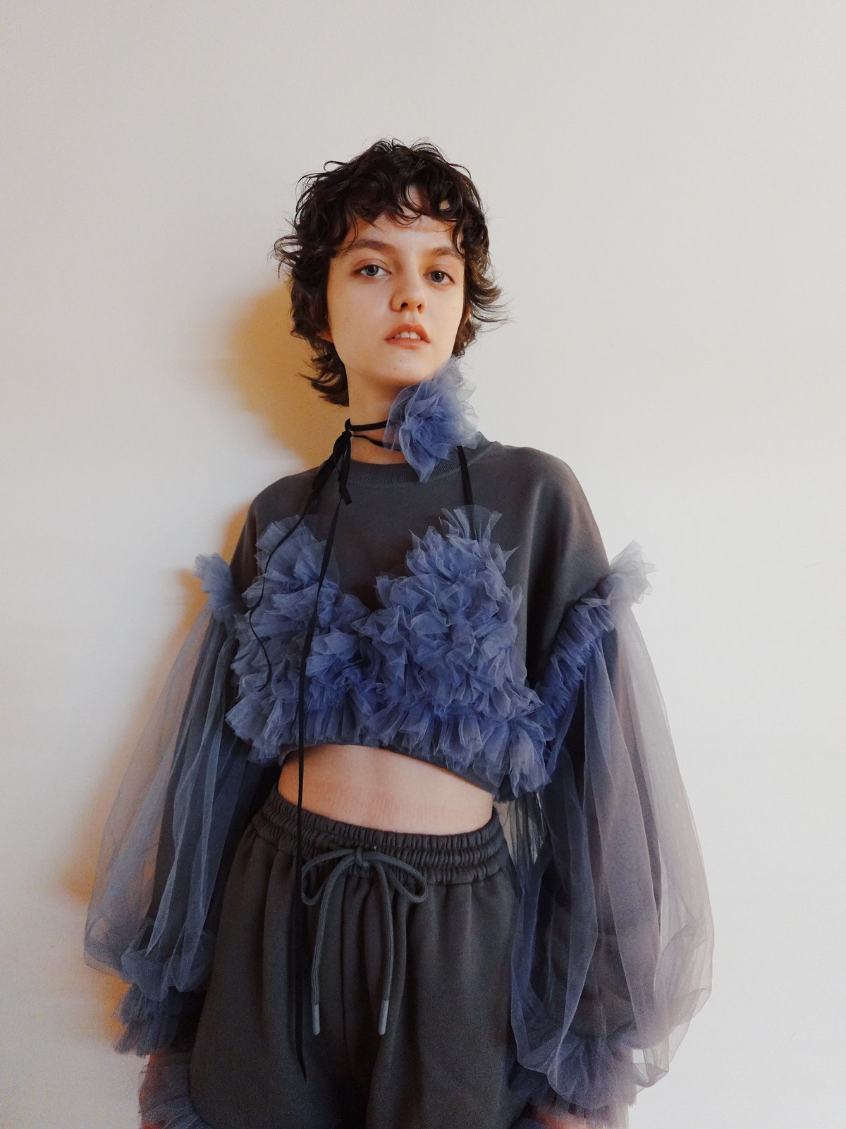 VIVIANO × JURK / Cropped Tulle Sweatshirt(gray) VIVIANO × JURK / Cropped Tulle Sweatshirt(gray)