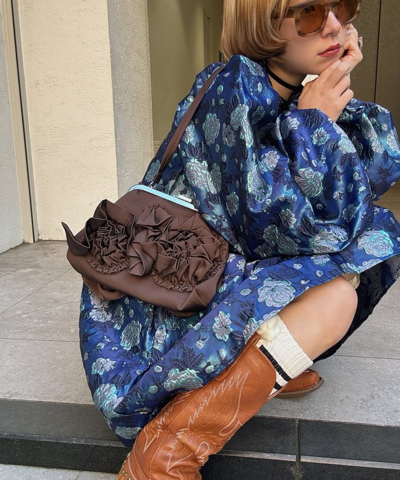 VIVIANO Jacquard Ruffle Bag viviano バック 【公式通販】