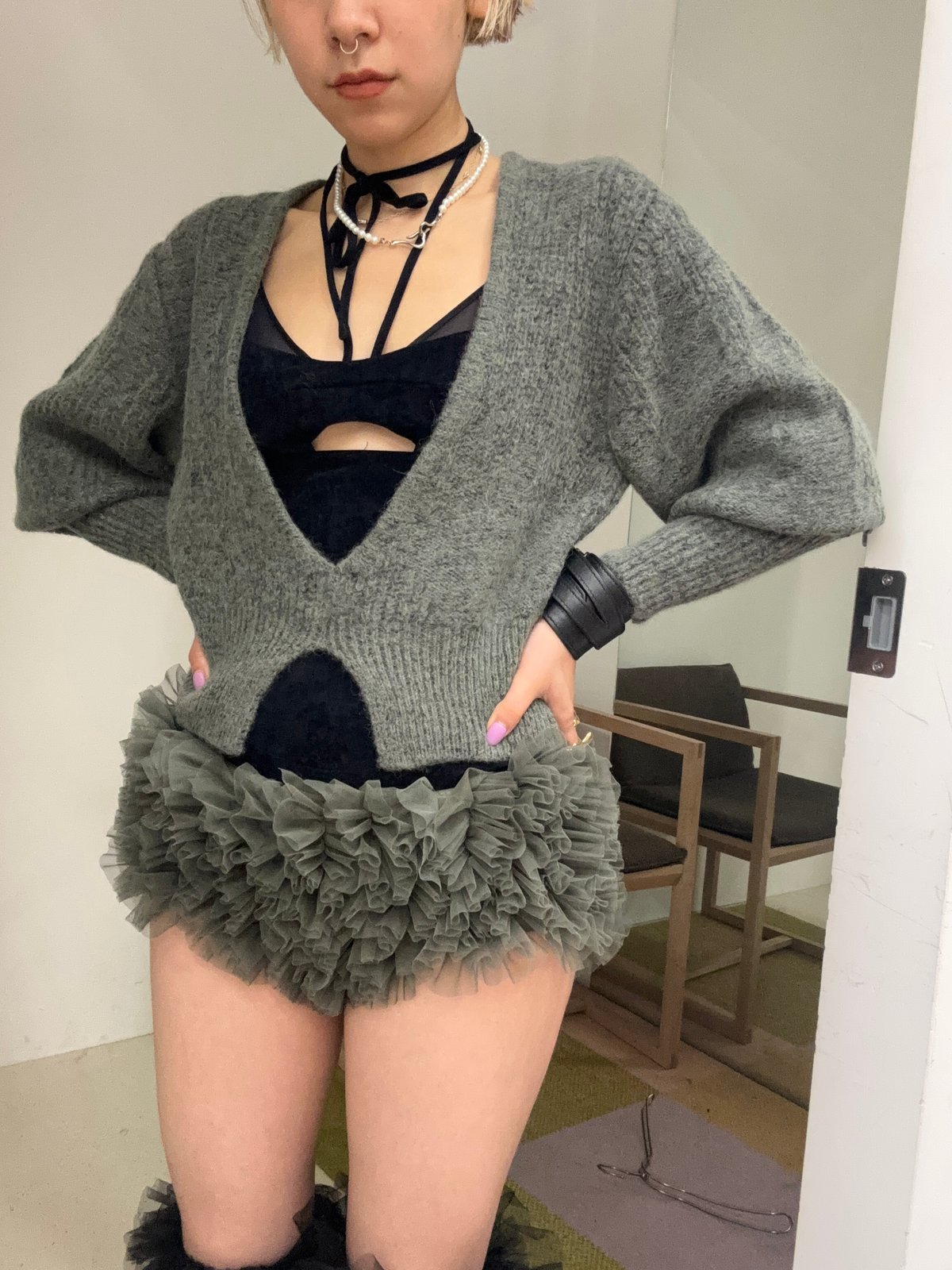 little $uzie / Baby Alpaca Mix Deep V Neck PO |