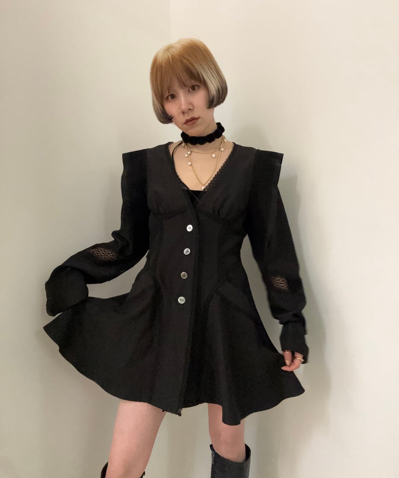 【新品タグ付き】fetico LACE PANELED JACKET BLACK 別注 LACE-PANELED JACKET(FREE BLACK): FETICO: WOMENS｜THE