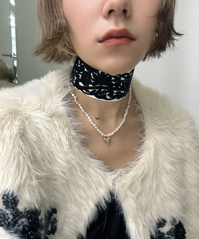 FETICO / ROSE EMBROIDERED COTTON SATIN CHOKER |