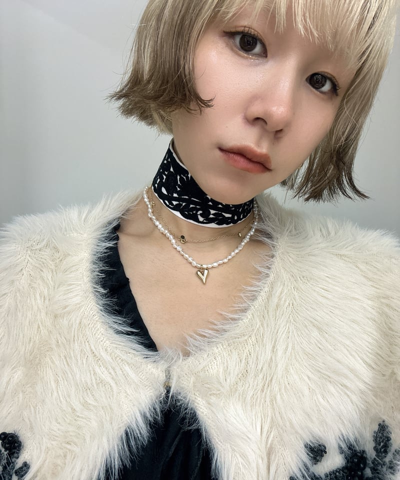 FETICO / ROSE EMBROIDERED COTTON SATIN CHOKER |