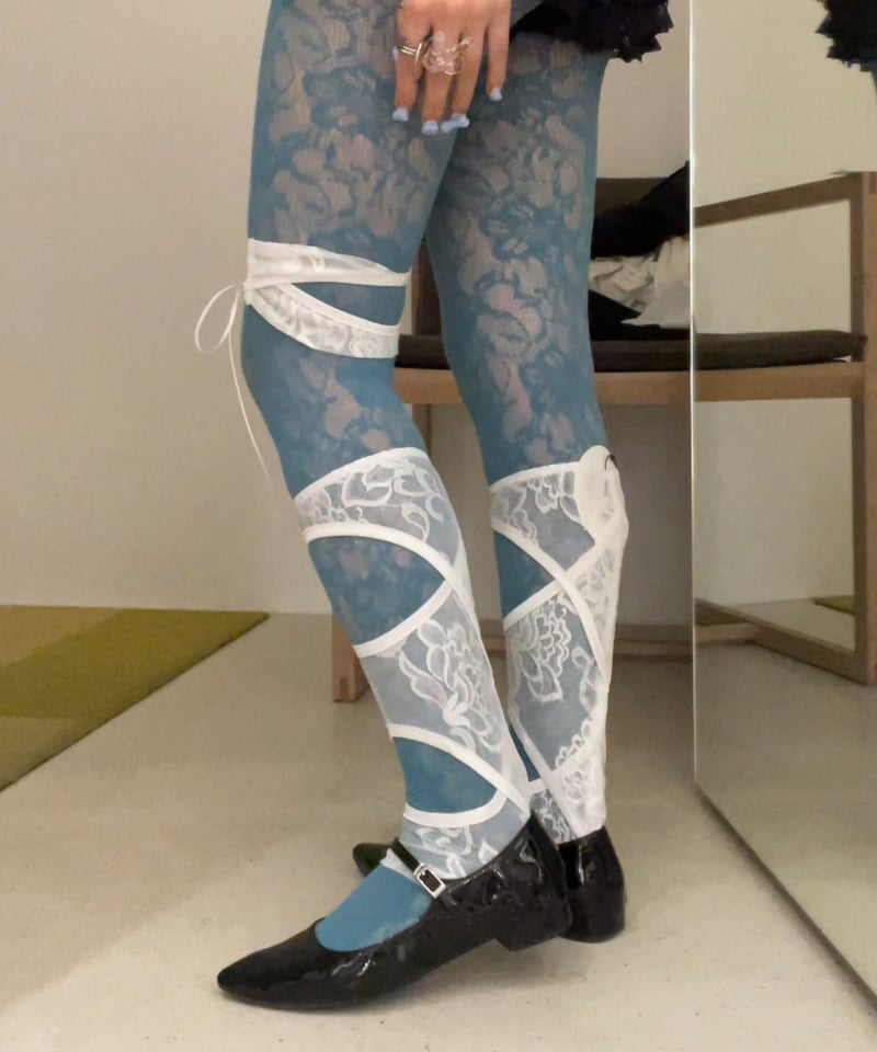 【試着のみ、タグ付き】 AKIKOAOKI レースレギンス AKIKOAOKI/アキコアオキ】linge leggings-long-01/レースロング
