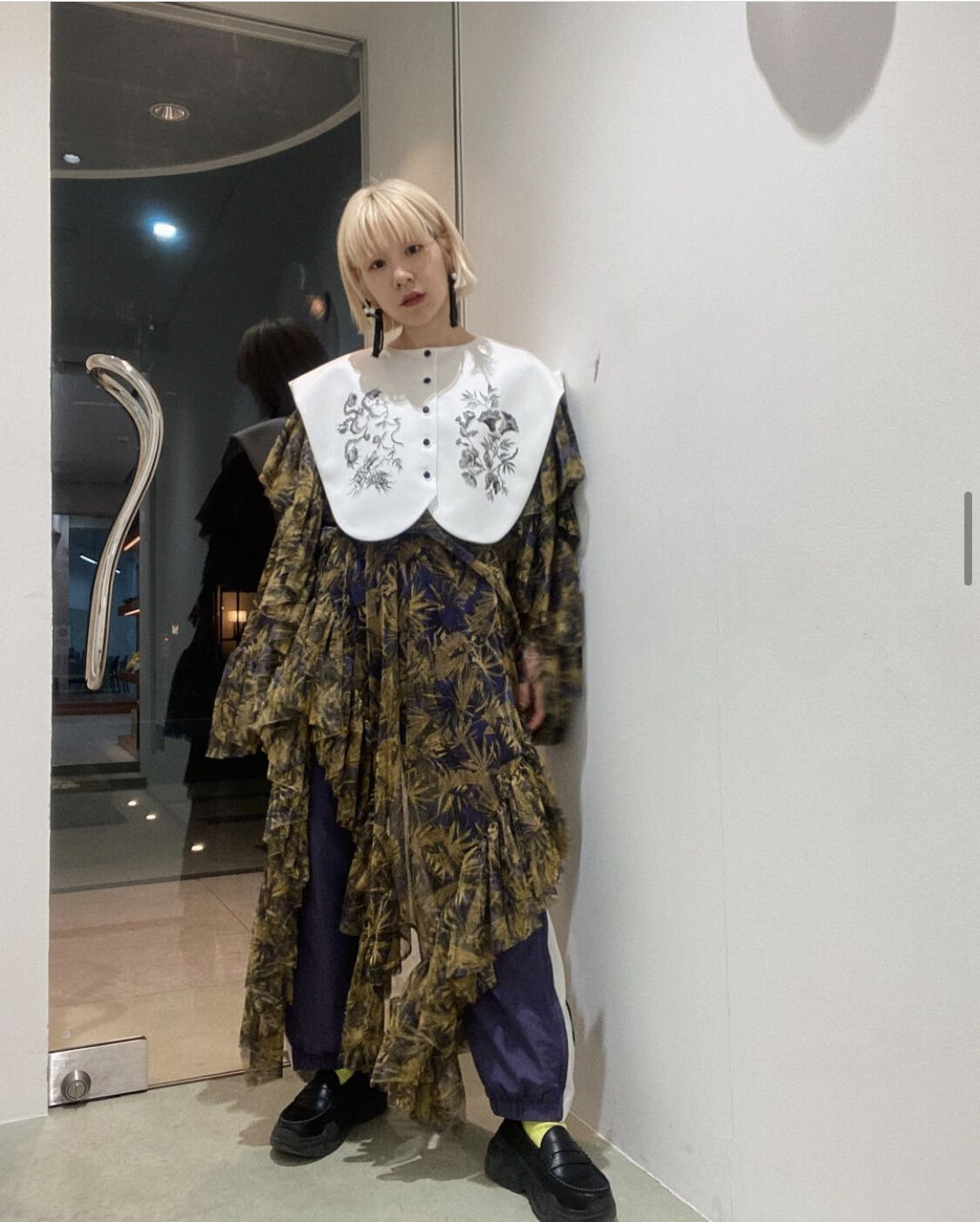 23ss FUMIE TANAKA ドレス メッシュ フリル ワンピース