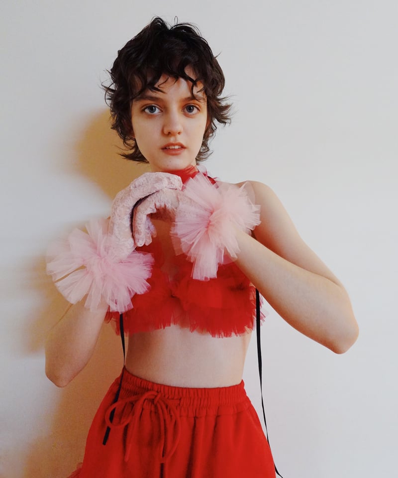 VIVIANO × JURK / Tulle & Lace Gloves(pink) | JU