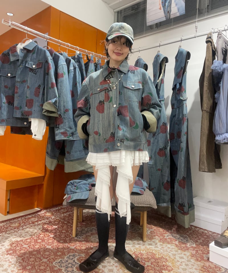 VIVIANO×JURK / rose print denim jacket | JURK s