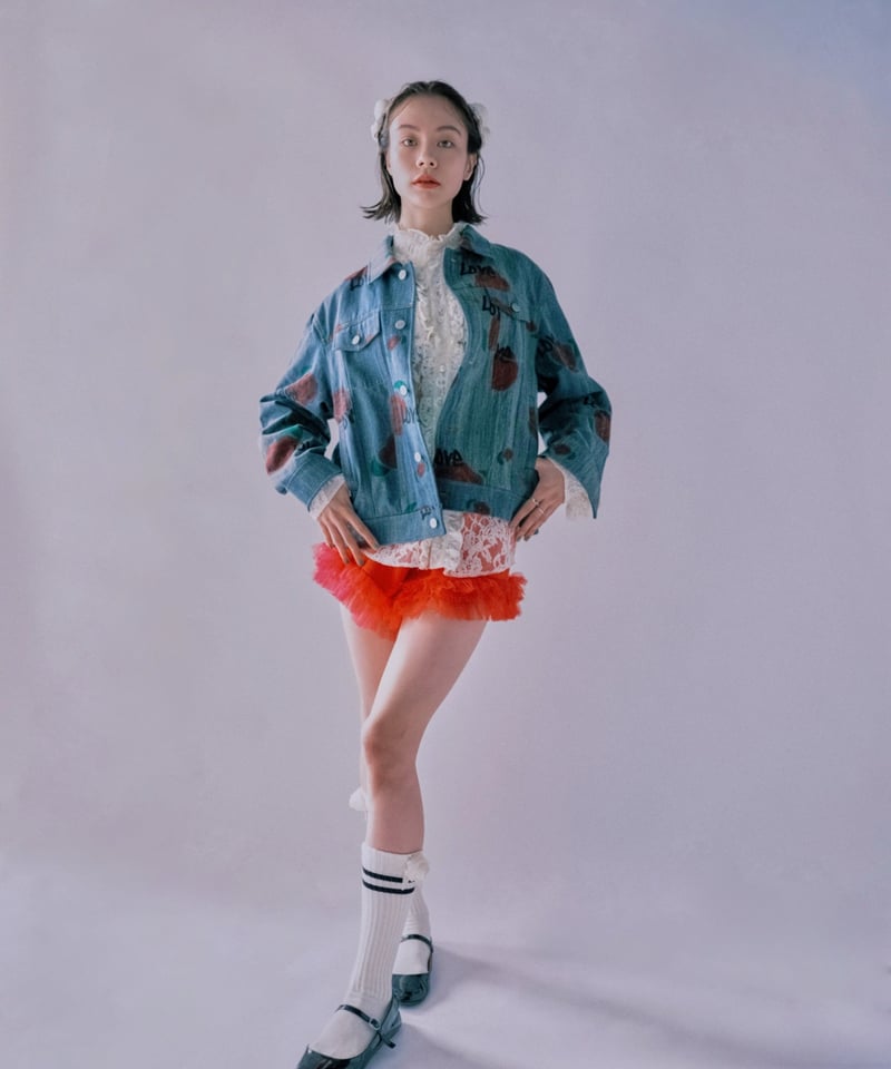 VIVIANO×JURK / rose print denim jacket | JURK s