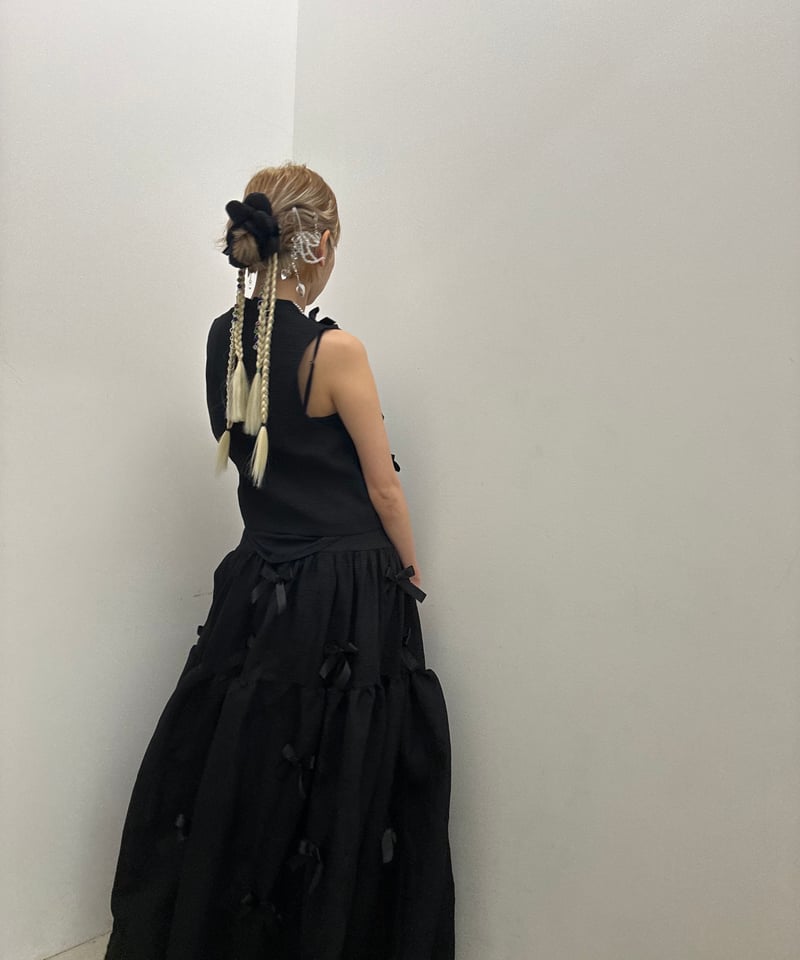 送関込【Sister jane】ヘロン ボウ ミディ ドレス black sister jane / Birdie Bow MIDI Skirt | JURK shop