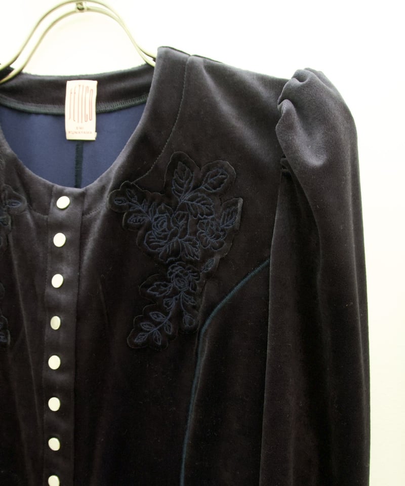 FETICO / Rose-Embroidered Velour Cardigan | JUR FETICO / Rose-Embroidered Velour Cardigan | JUR