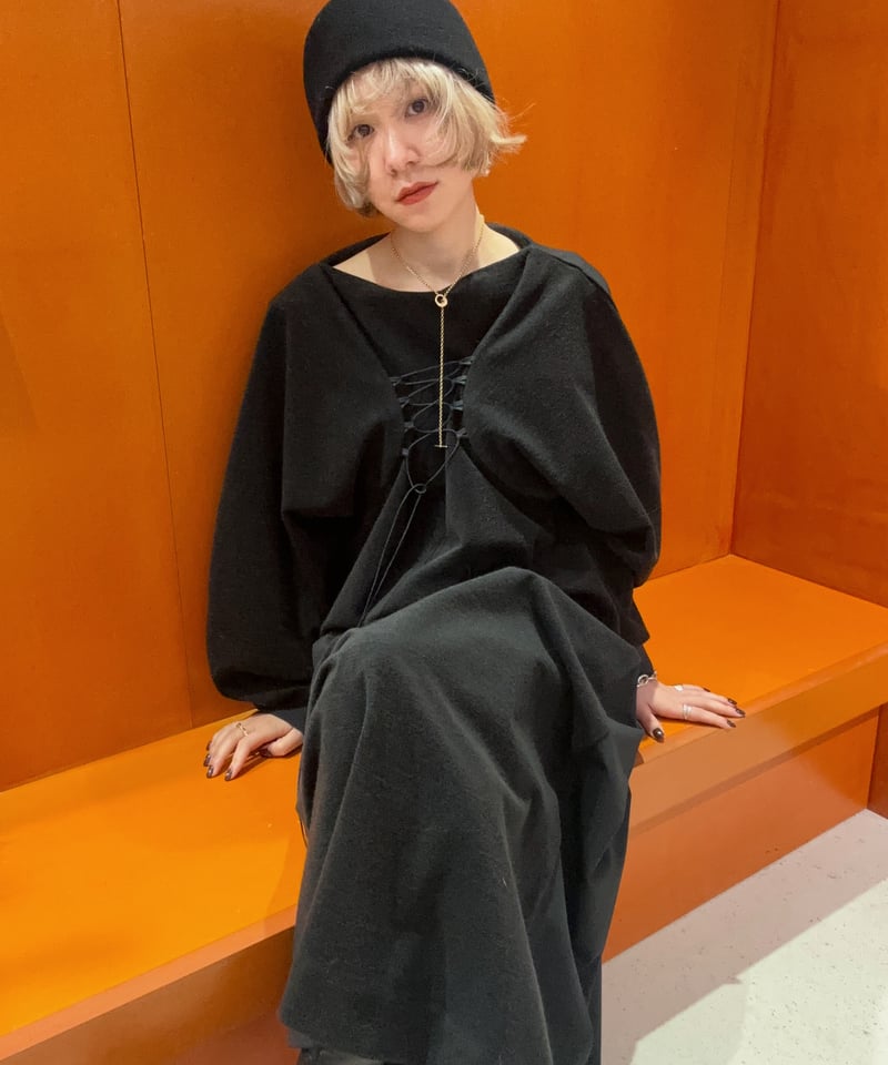 Jens SKIN PULLOVER DRESS ブラック Jens / LAMP SLEEVE PULLOVER DRESS | JURK shop t