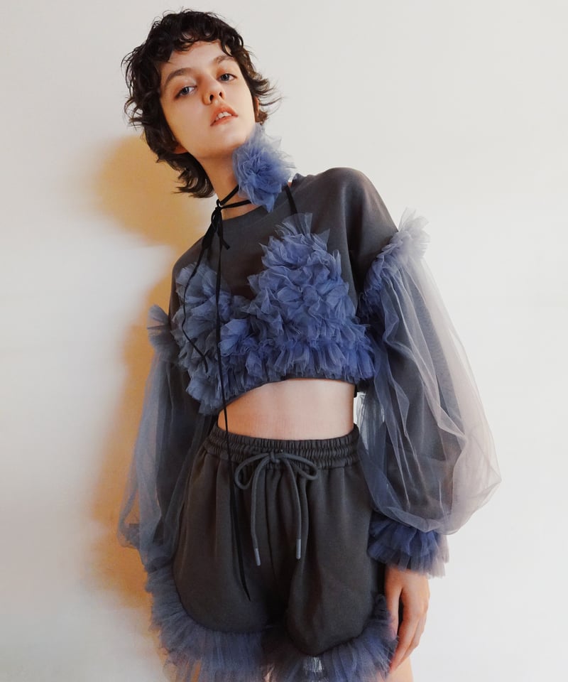 VIVIANO × JURK / Tulle Bra & Choker(gray) | JUR