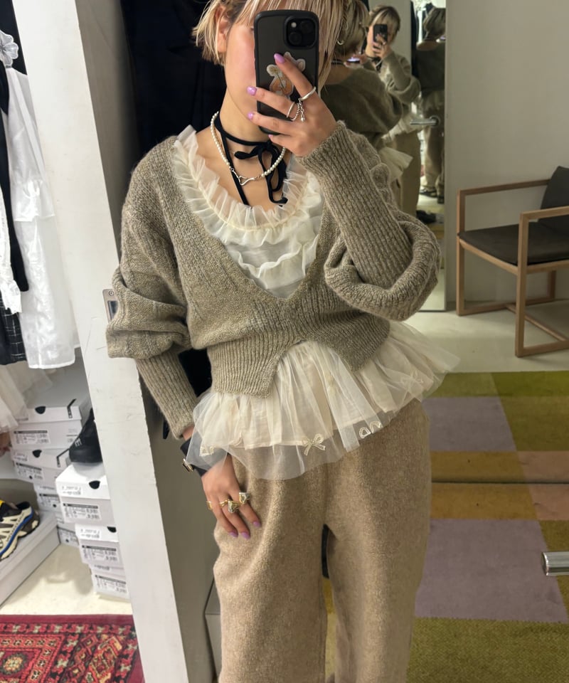 little $uzie / Baby Alpaca Mix Deep V Neck PO |