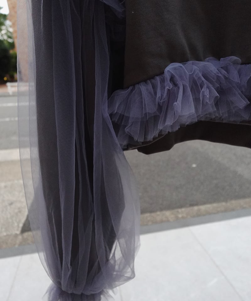 VIVIANO × JURK / Cropped Tulle Sweatshirt(gray)