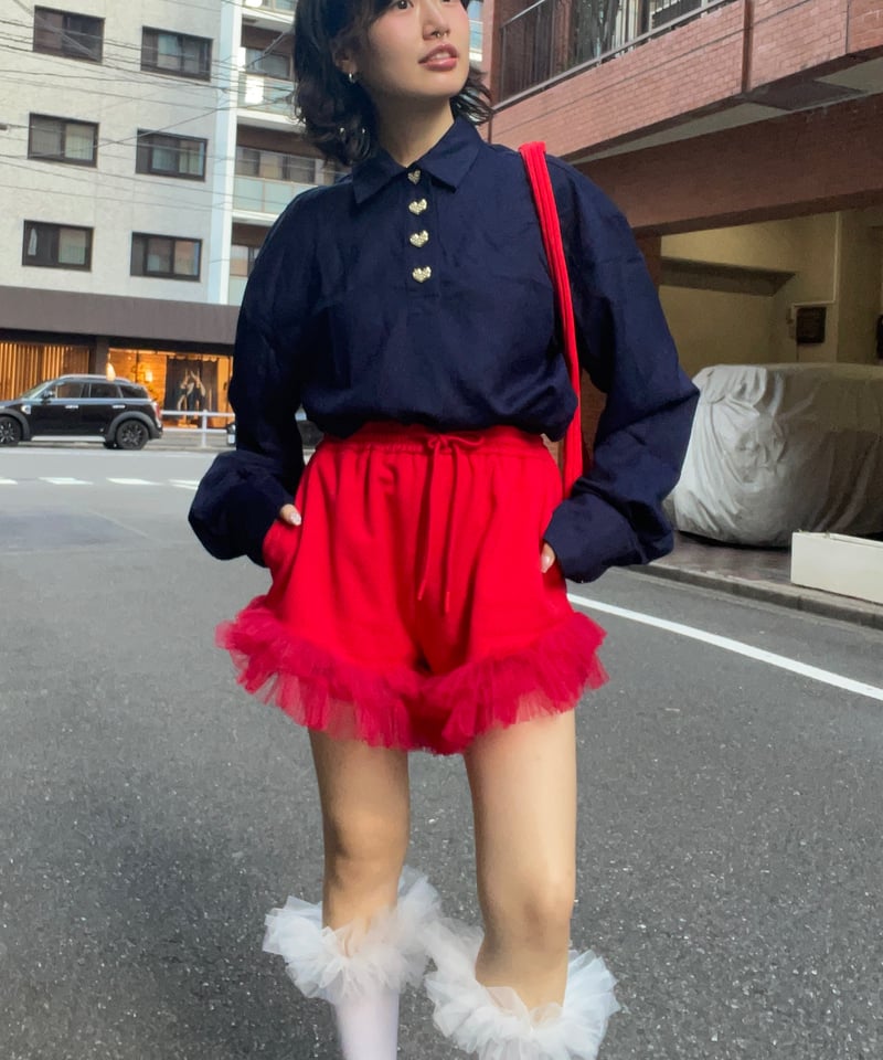 VIVIANO × JURK / Tulle Shorts(red) | JURK shop