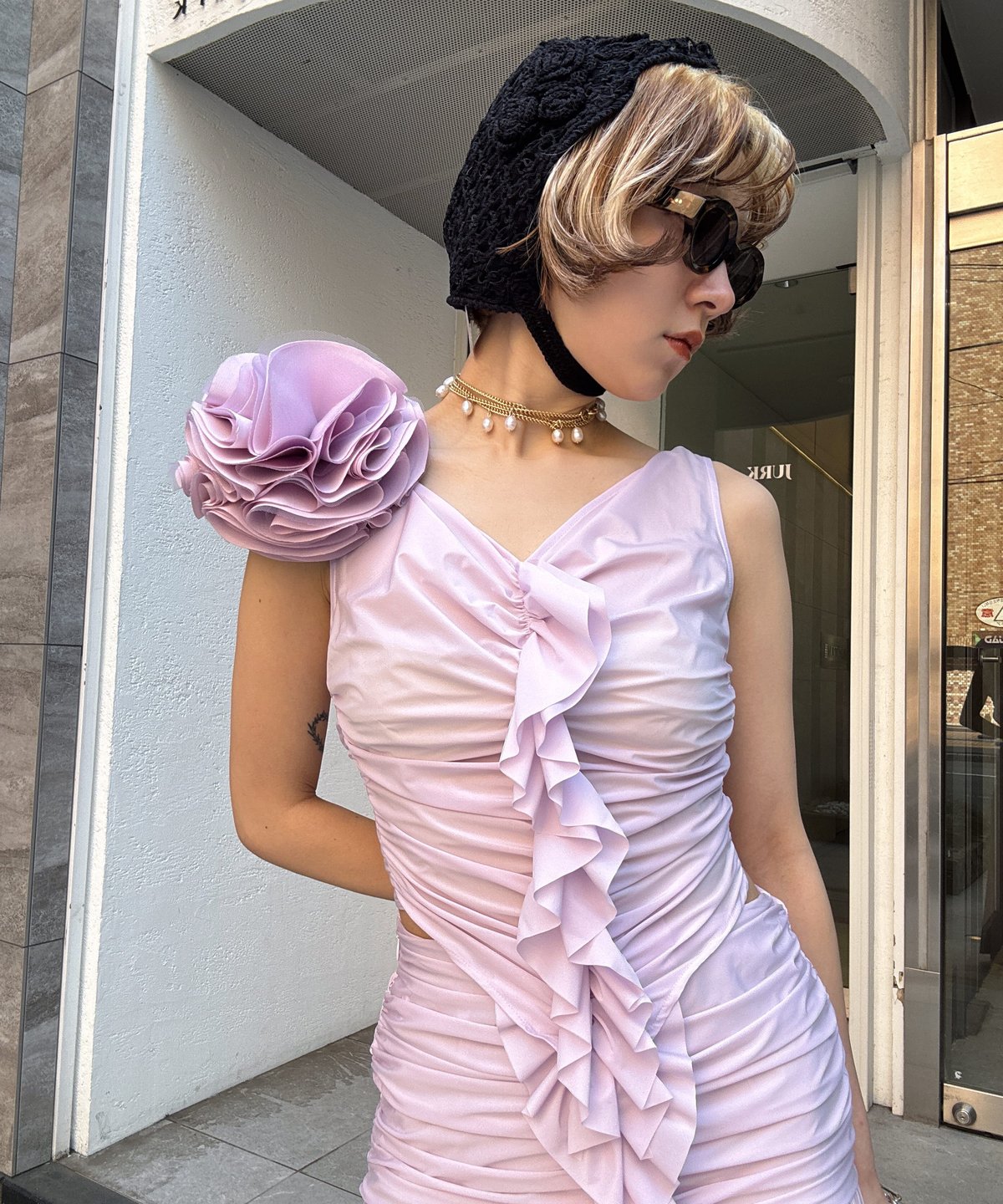【FETICO】HAND-KNITTED ROSE BEANIE FETICO / HAND-KNITTED ROSE BEANIE | JURK shop t
