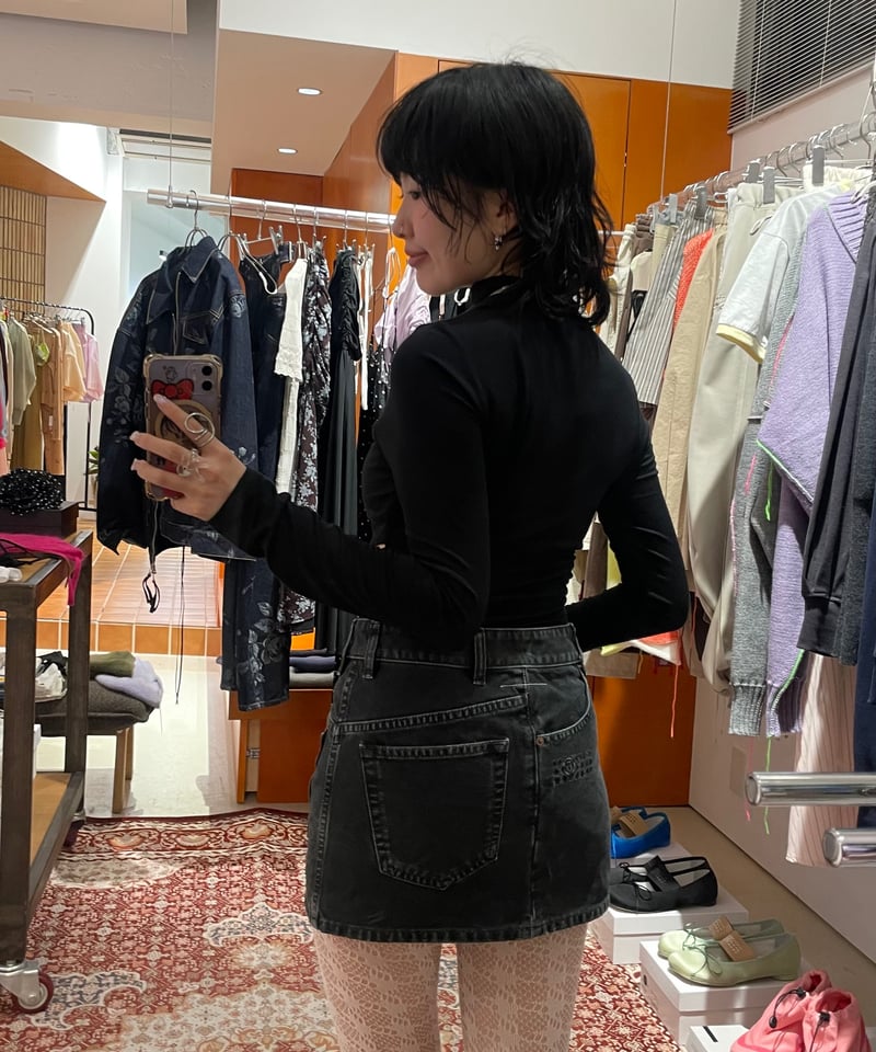 MM6 Maison Margiela デニムミニスカート MM6 / black twist denim mini skirt | JURK shop