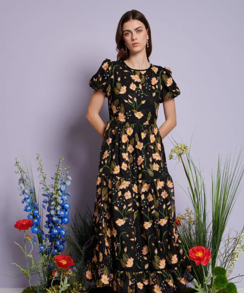 未使用品タグ付き dream Sister Jane ブラック花柄ドレス DREAM sisterjane / Wood Lily Embroidered Maxi D