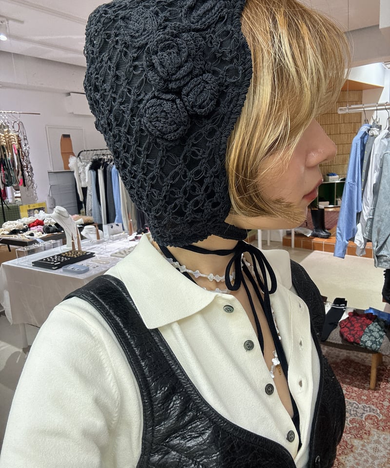 【FETICO】HAND-KNITTED ROSE BEANIE FETICO / HAND-KNITTED ROSE BEANIE | JURK shop t