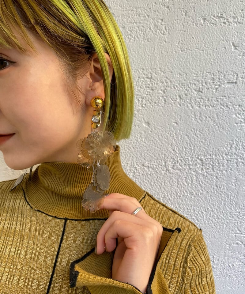 新しいスタイル フミエタナカ clear flower earring