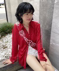 ミューラル　MURRAL Dripping clear top ミューラルの24年春夏新作、“あわいゆく花”のレイヤードドレス