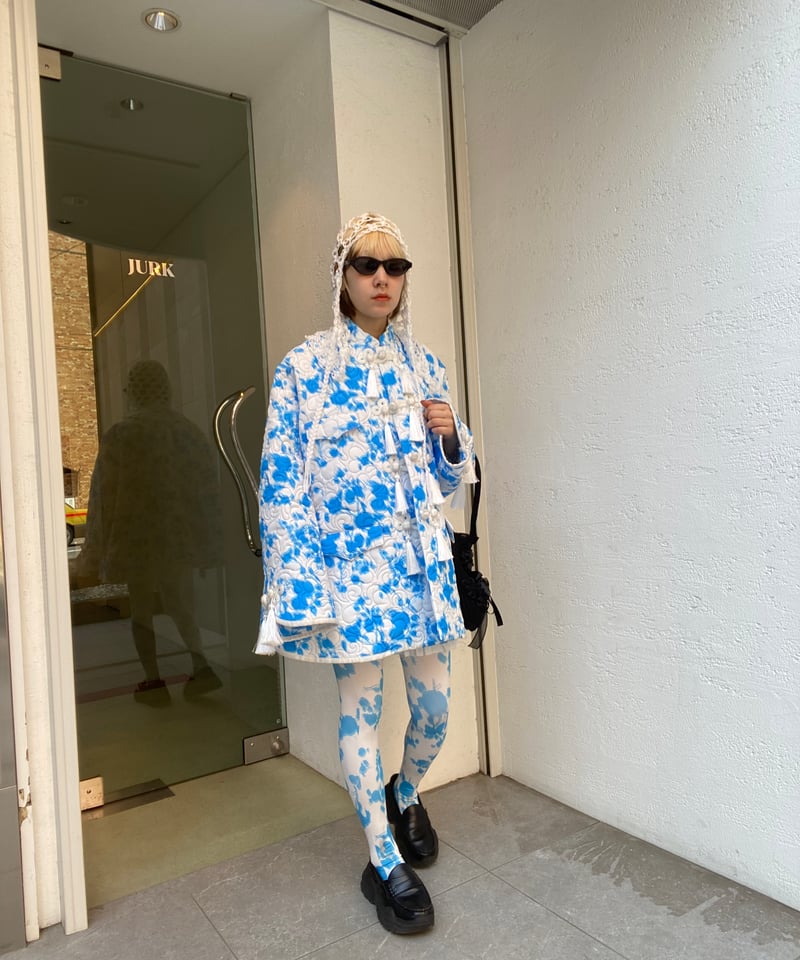 VIVIANO / Quilted Mao Jacket (blue×white ) | JU