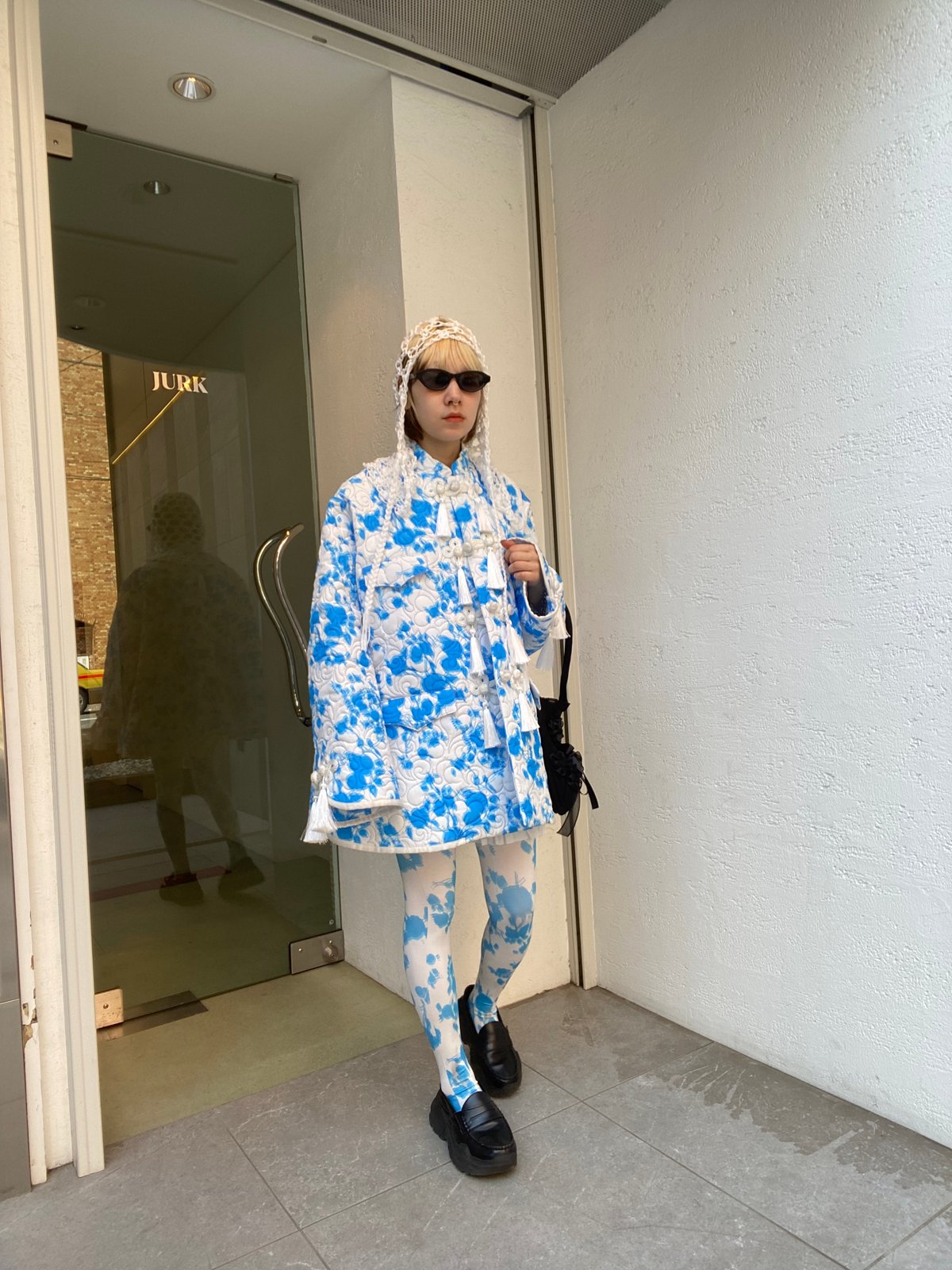 VIVIANO / Quilted Mao Jacket (blue×white ) | JU