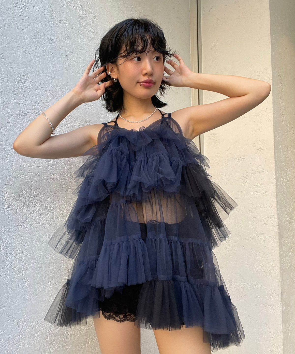 【VIVIANO × JURK】Tulle Cami Top beige VIVIANO × JURK / Tulle Cami Top | JURK shop tokyo