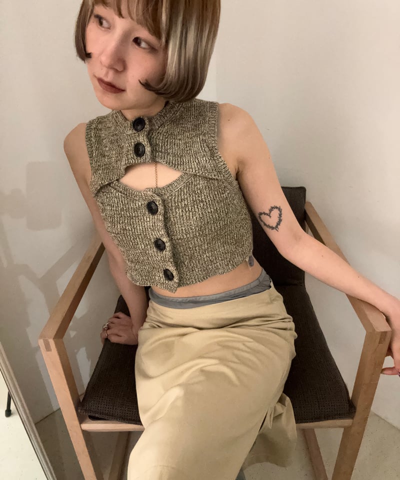 Little $uzie / Line Cotton Sleeve Rib Knit Top