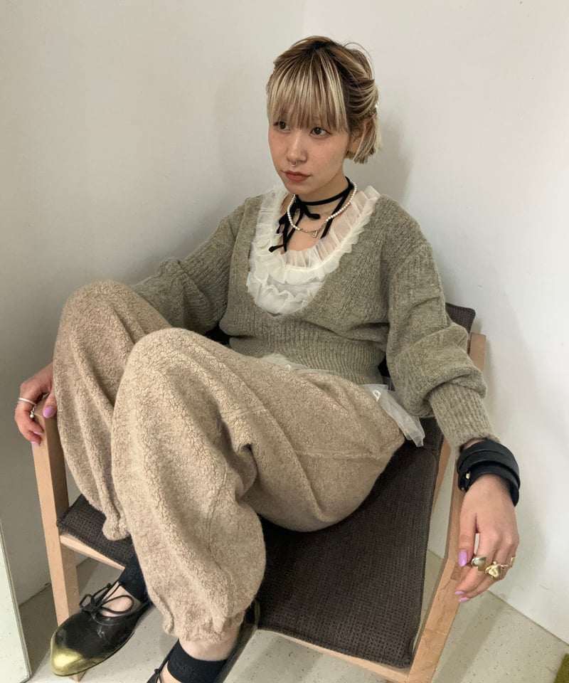 little $uzie / Baby Alpaca Mix Deep V Neck PO |