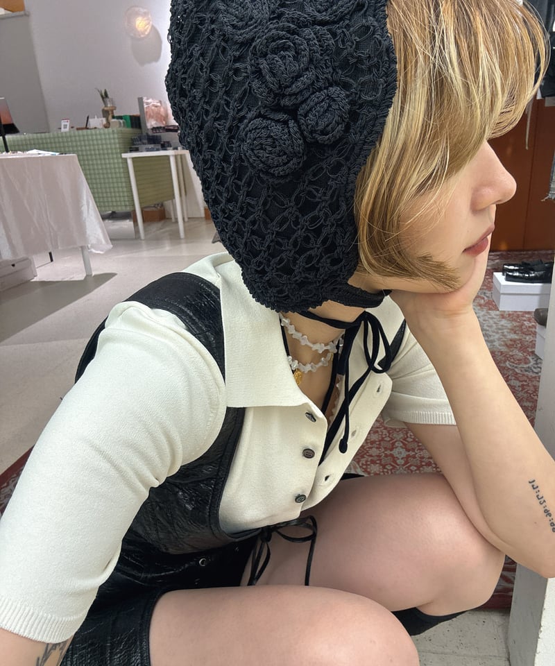 【FETICO】HAND-KNITTED ROSE BEANIE FETICO / HAND-KNITTED ROSE BEANIE | JURK shop t
