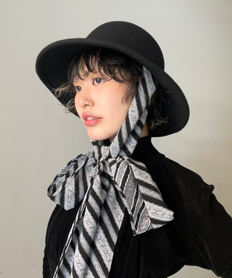 FETICO / HATS WITH LACE JAQUARD STRIPE SCARVES