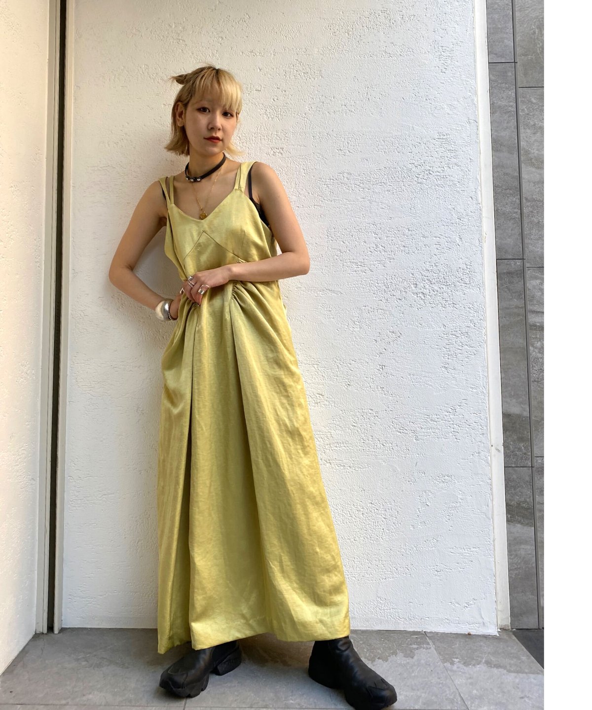 AKIKOAOKI / slipping lime dress | jurk tokyo